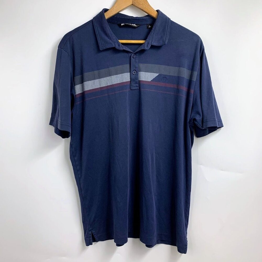 Travis Mathew Men's Striped Cotton Short Sleeve Pullover Polo Shirt Size‎ L